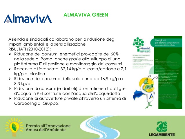 XIII edizione del Premio Innovazione Amica dell’Ambiente 2013 - Almaviva Green